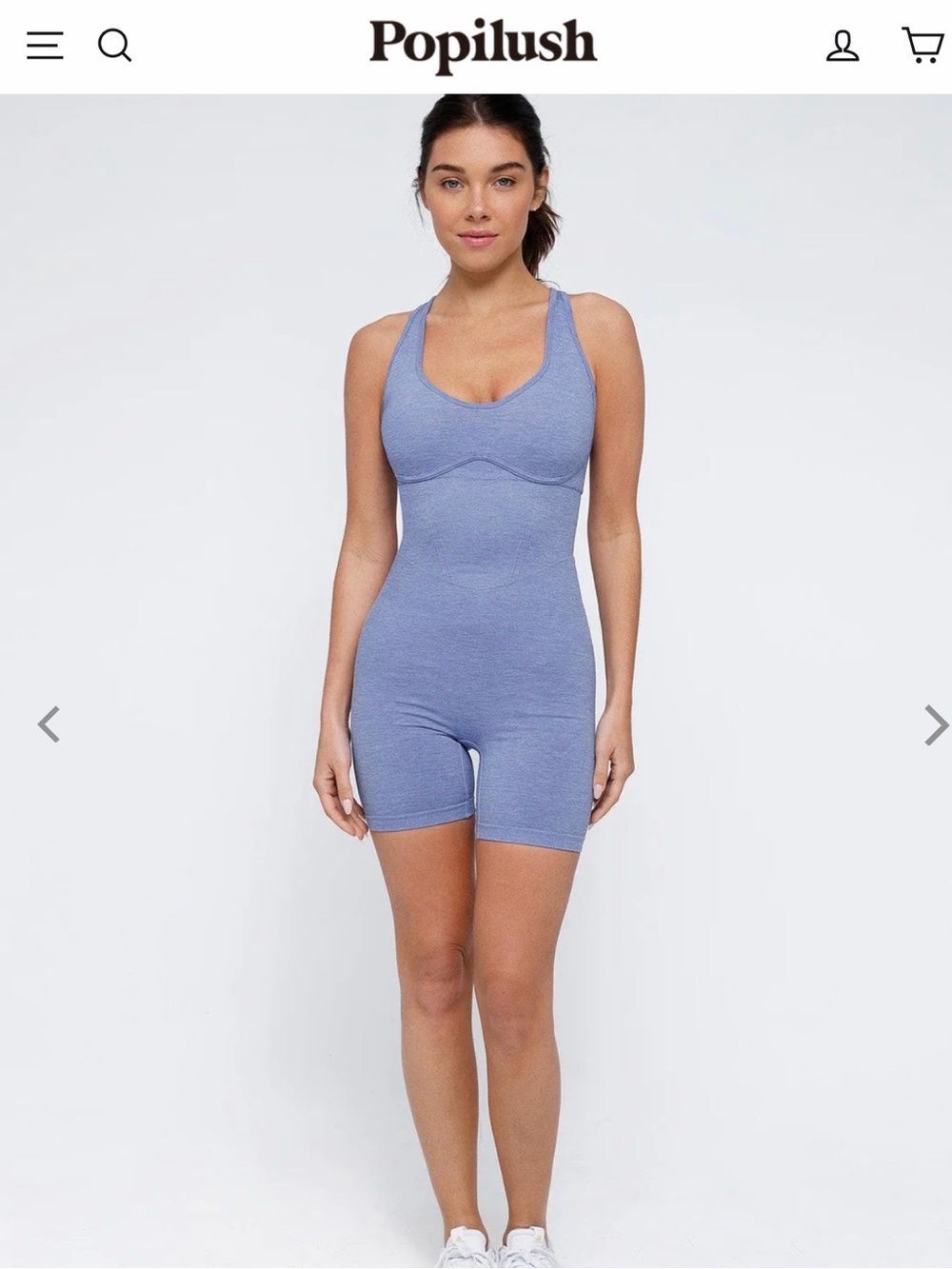 Popilush Heather Blue Seamless Sculpting Romper - Picture 6 of 10
